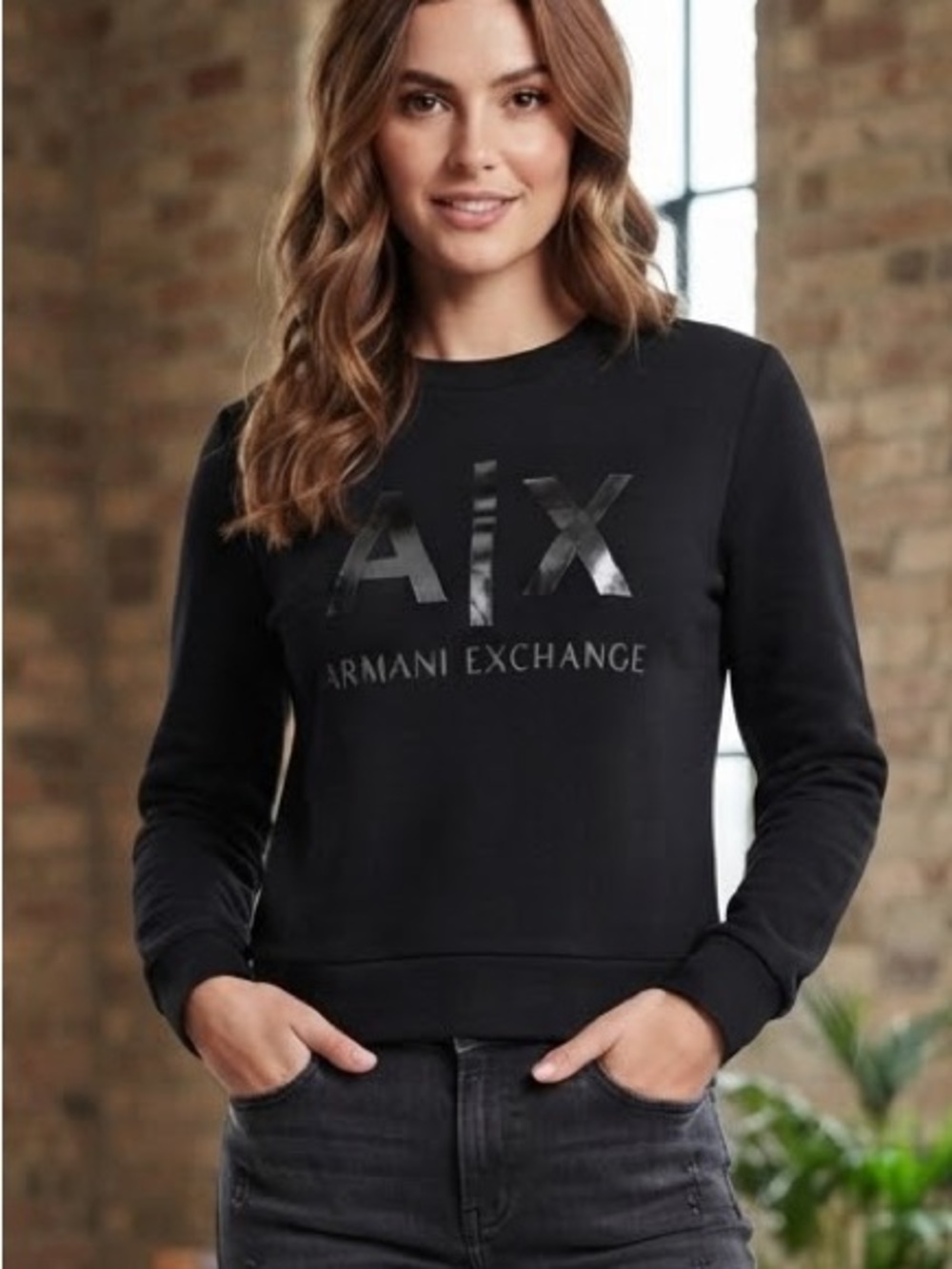 A/X Armani Exchange Black Logo Crewneck Sweatshirt